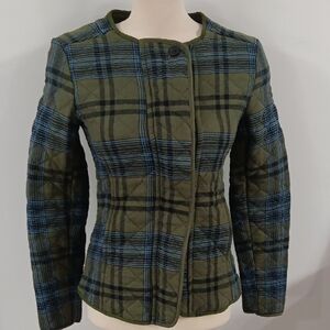 Joe Fresh Green and Blue Plaid Quilted Jacket